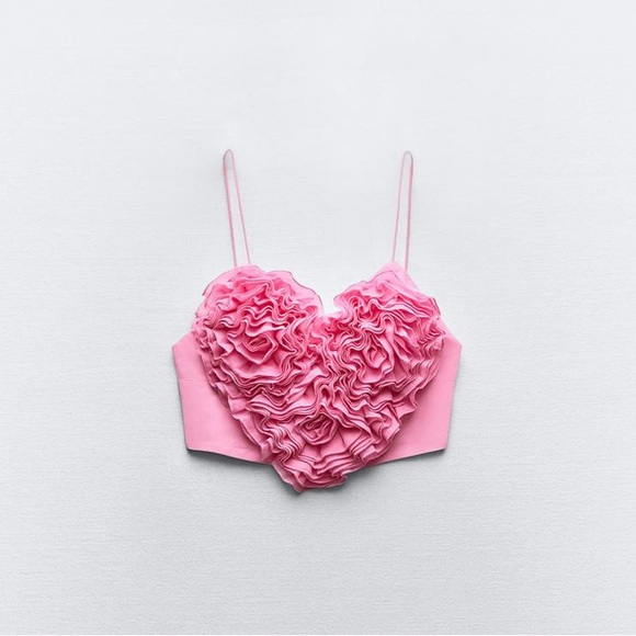 ZARA VOLUMINOUS HEART CROP TOP - Picture 14 of 16